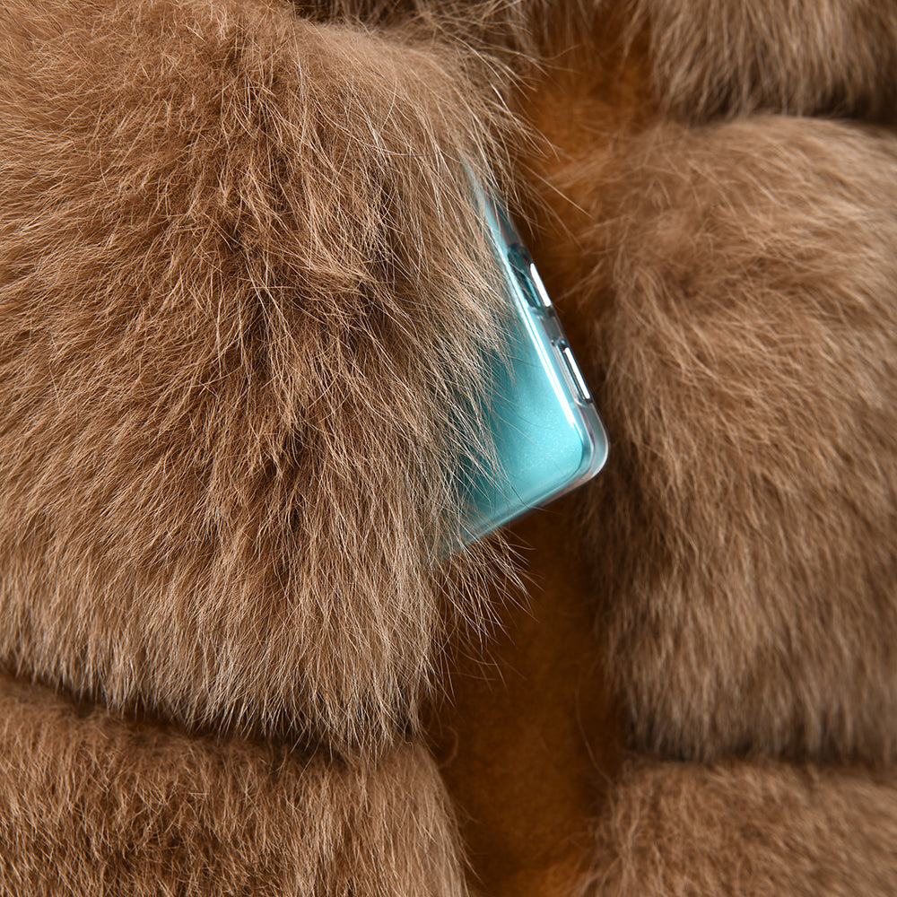 Gilet Calere Camel in Pelliccia di Volpe