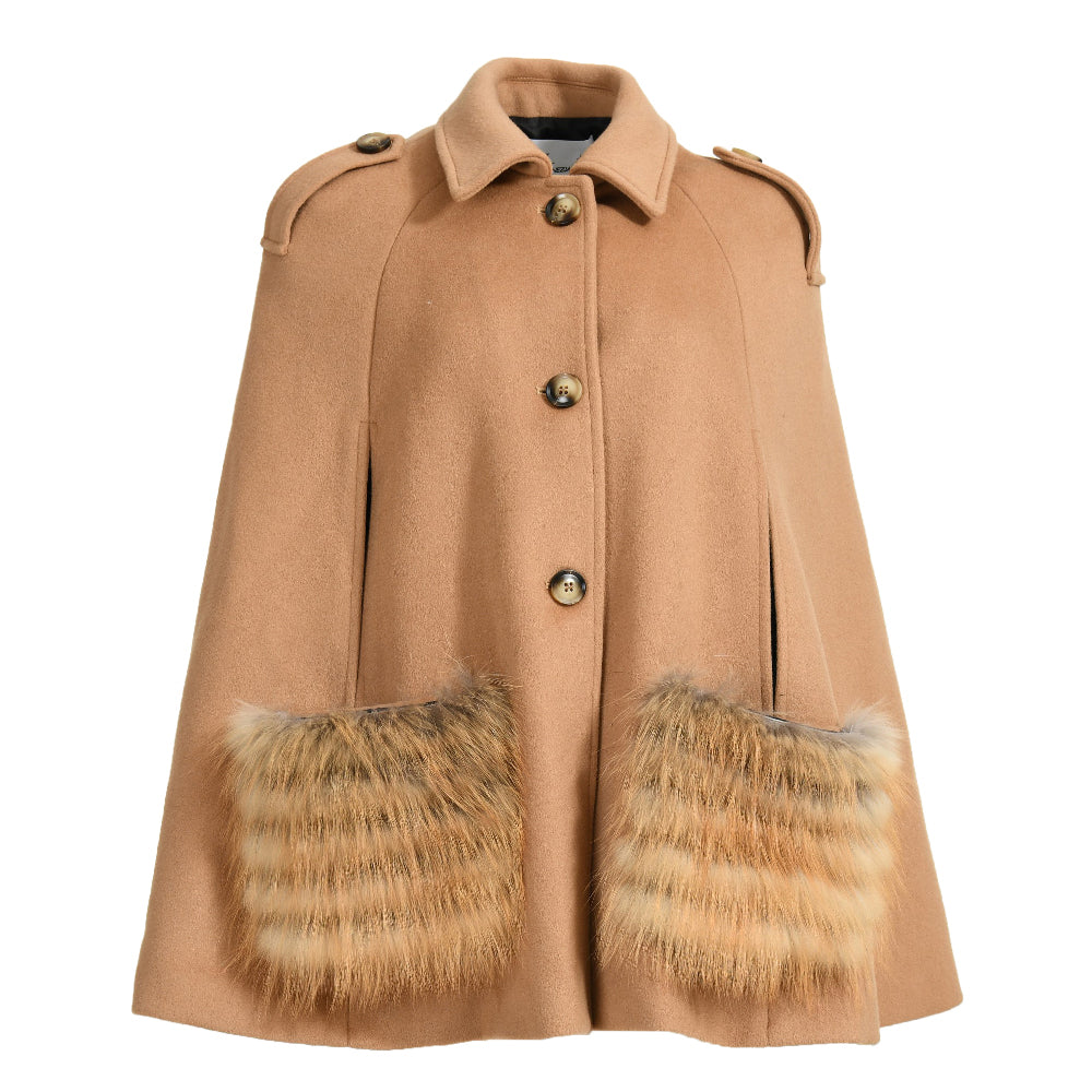 Giacca Poncho Blair in Misto Cachemire Camel