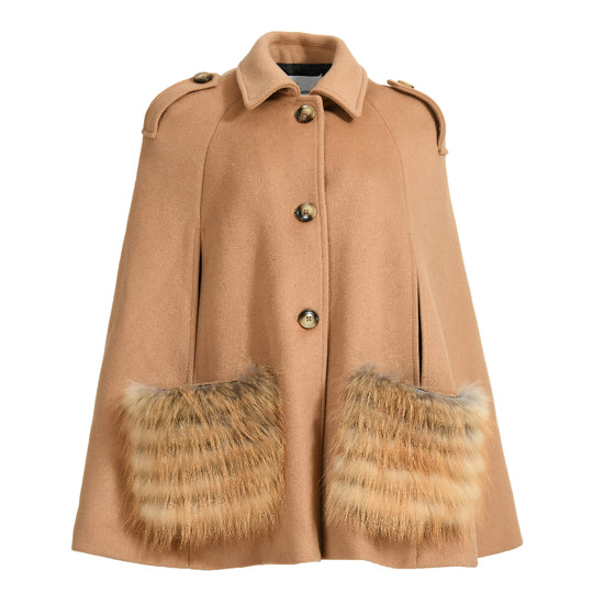 Giacca Poncho Blair in Misto Cachemire Camel