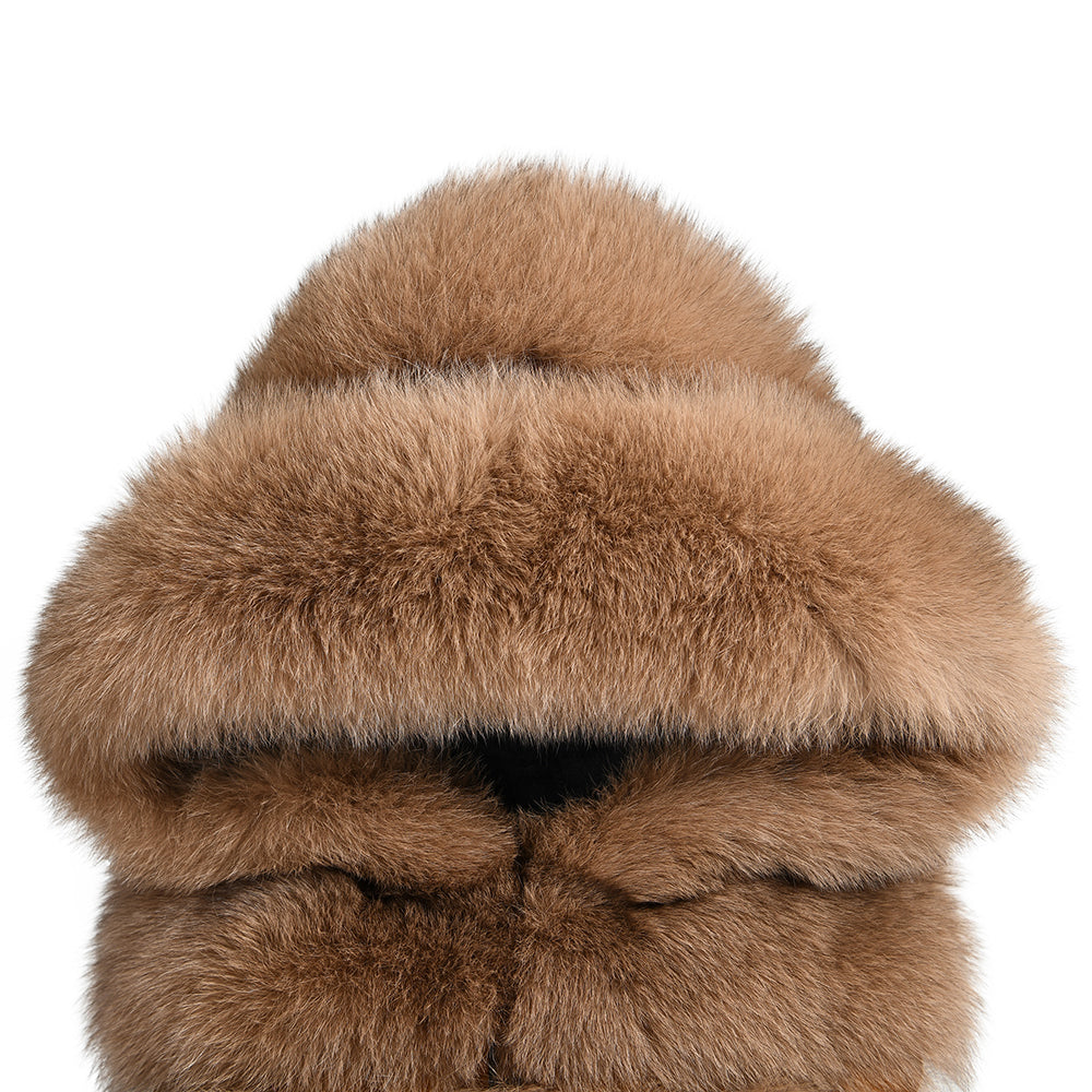 Gilet Calere Camel in Pelliccia di Volpe