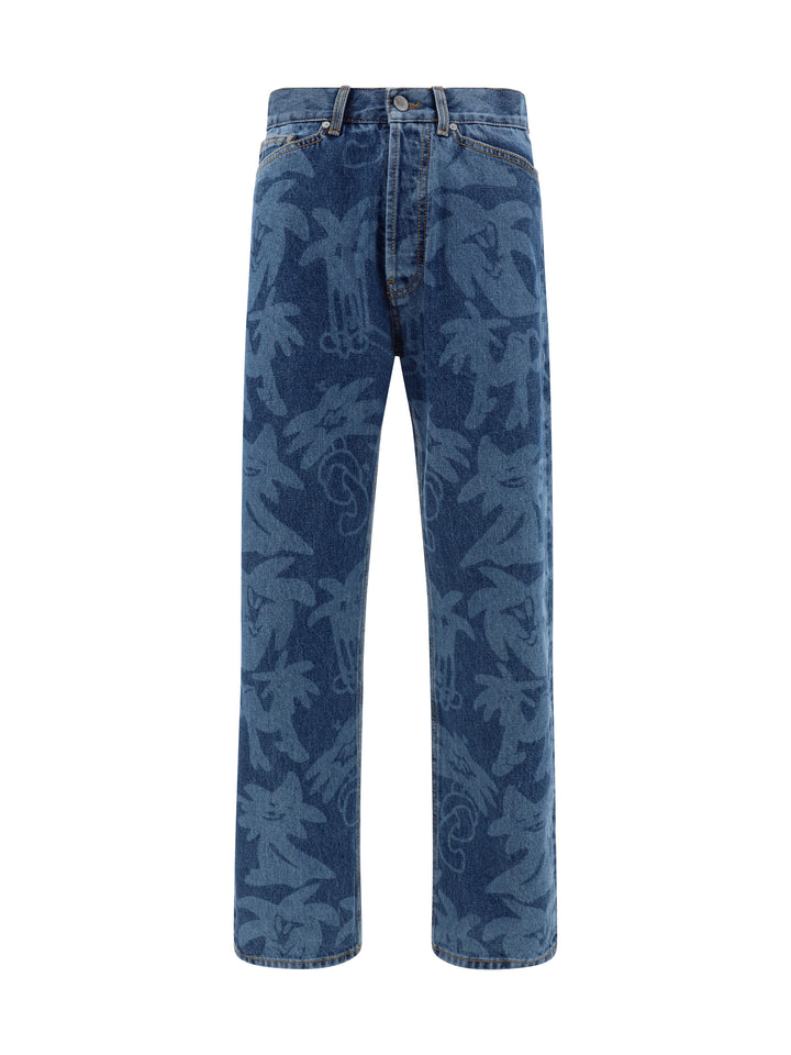Jeans in cotone con stampa Palmity all-over