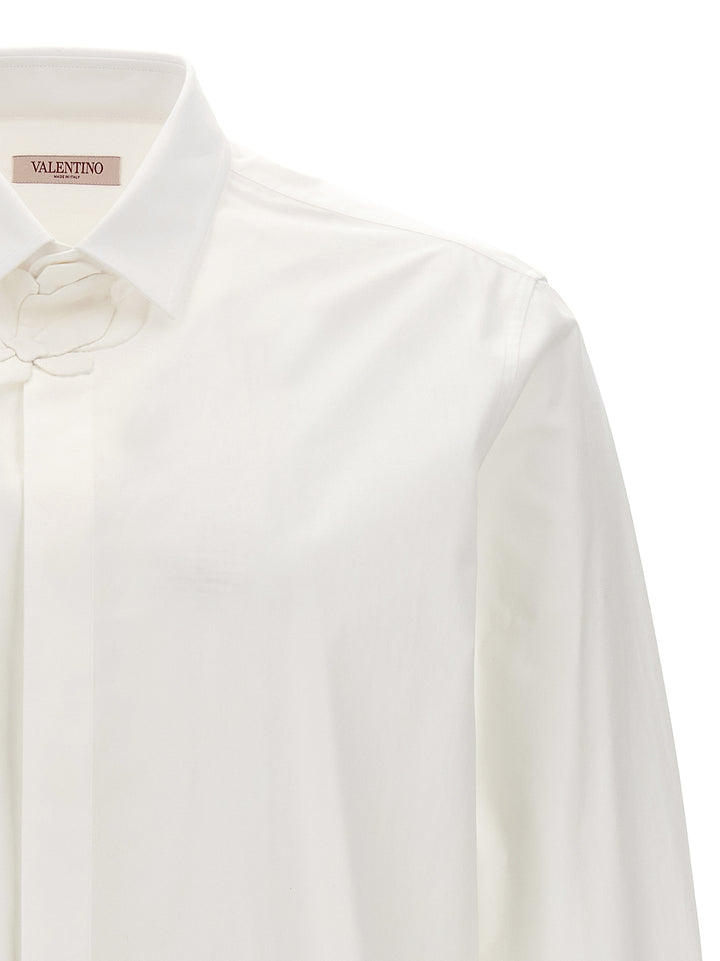 Valentino Shirt With Flower Patch Camicie Bianco