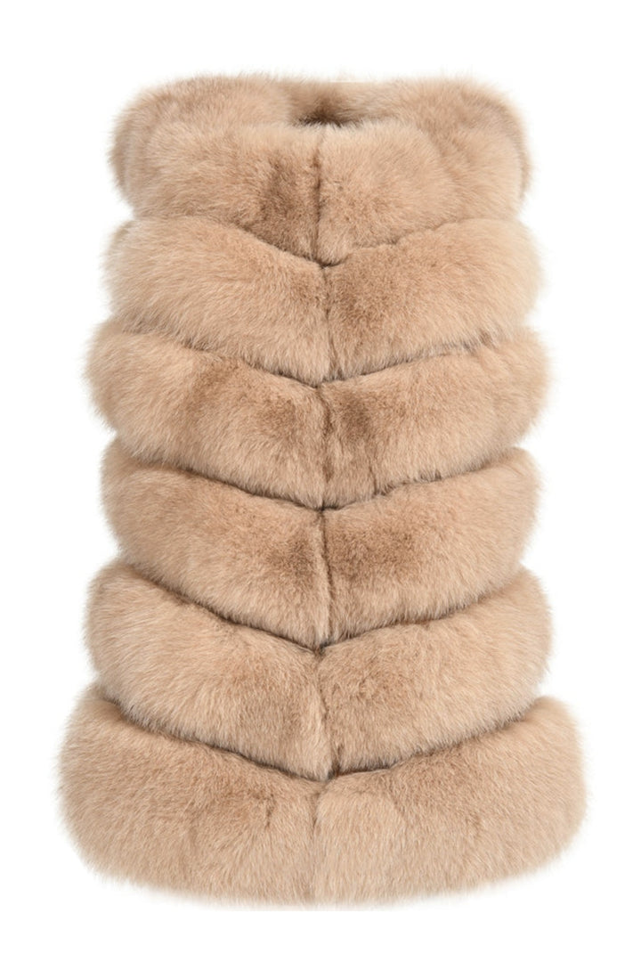 Gilet Roxanne Camel in Pelliccia di Volpe