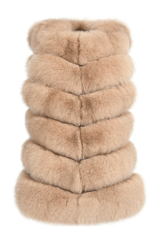Gilet Roxanne Camel in Pelliccia di Volpe