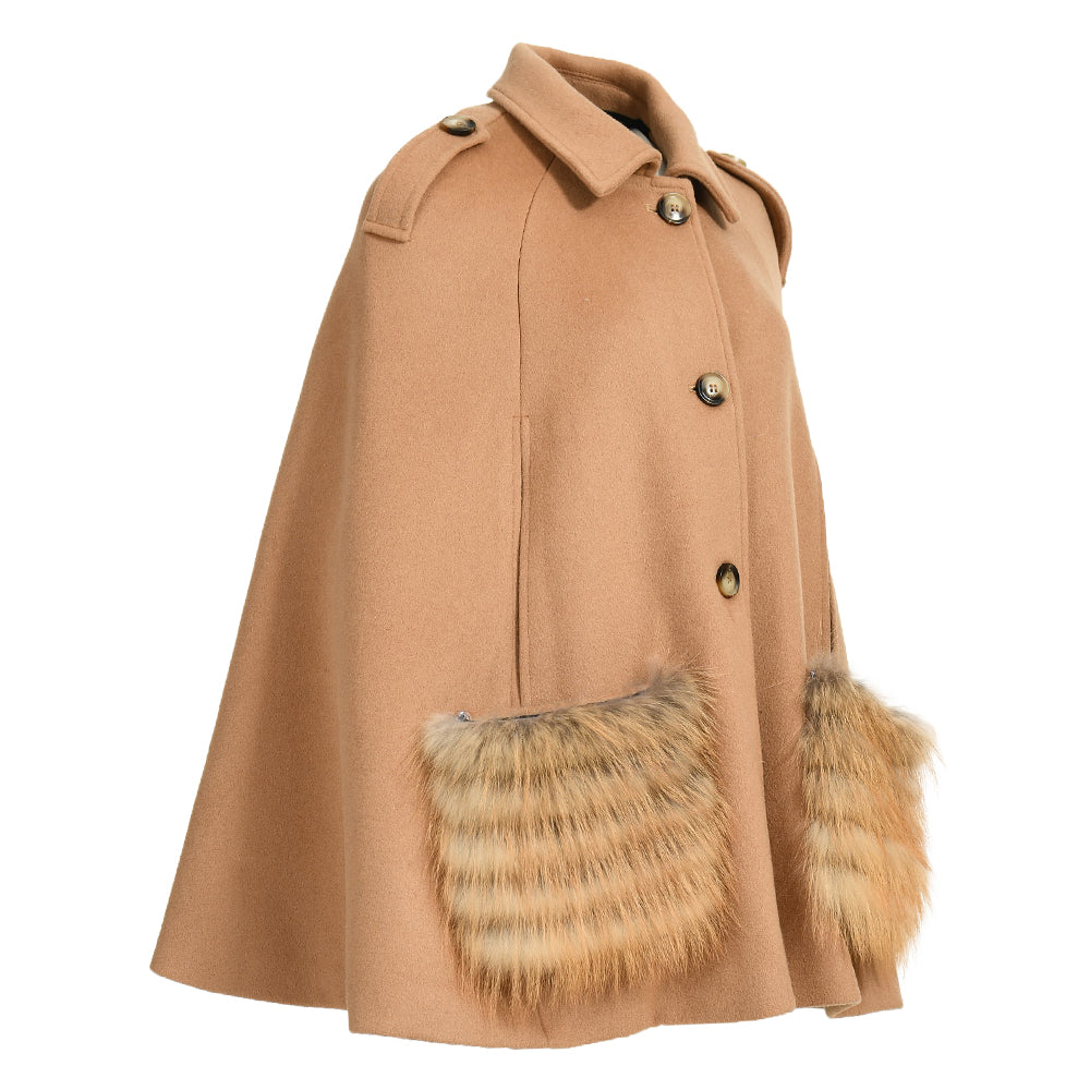 Giacca Poncho Blair in Misto Cachemire Camel