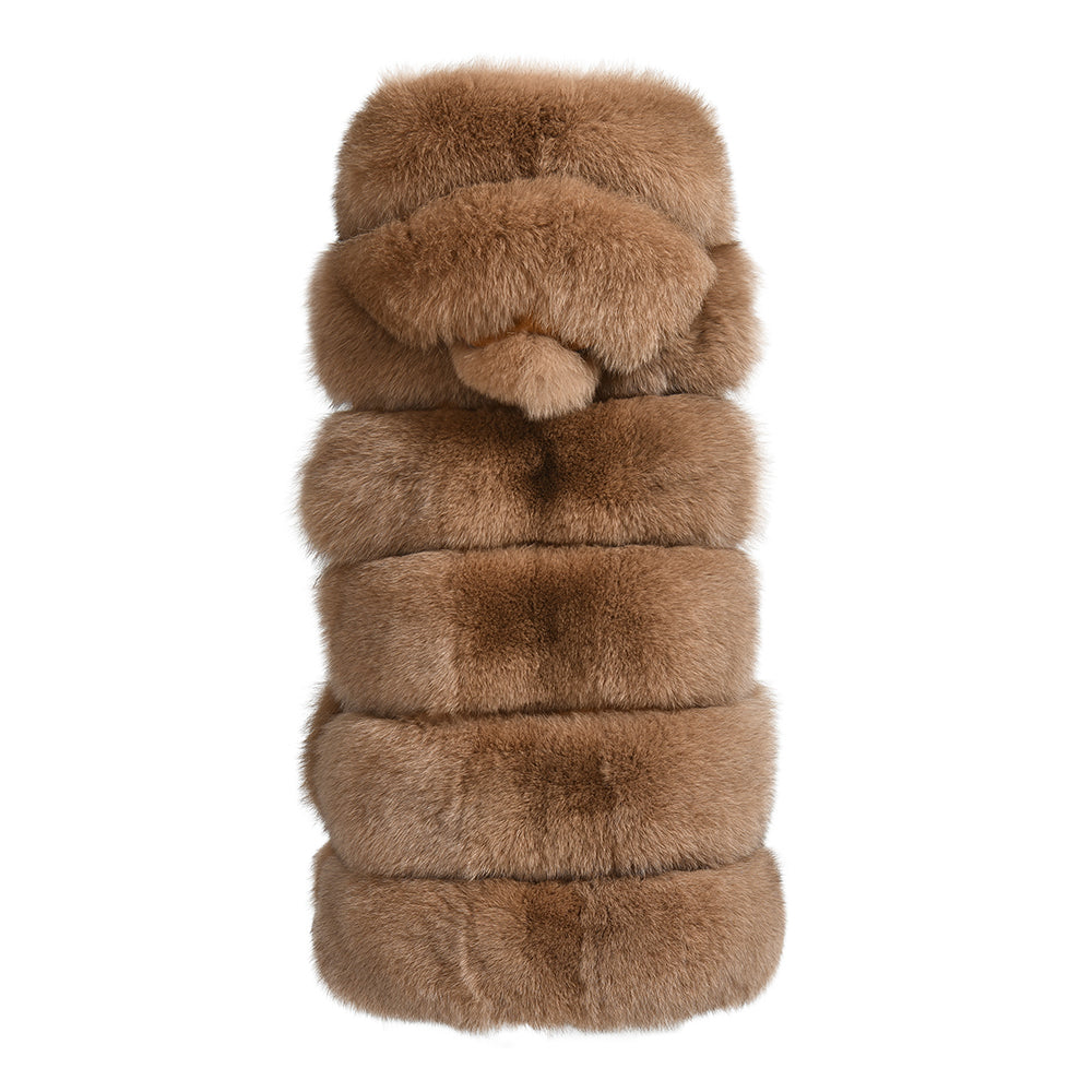 Gilet Calere Camel in Pelliccia di Volpe