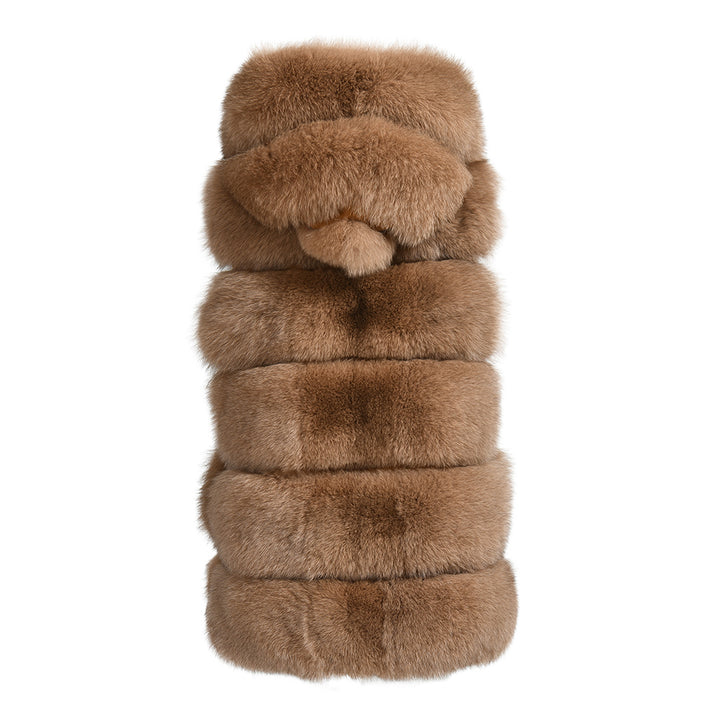 Gilet Calere Camel in Pelliccia di Volpe