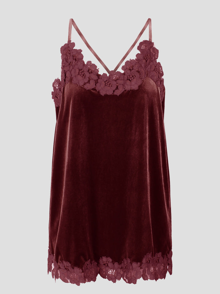 Chenille and lace top