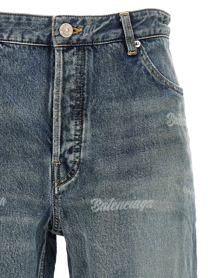 All Over Logo Jeans Blu