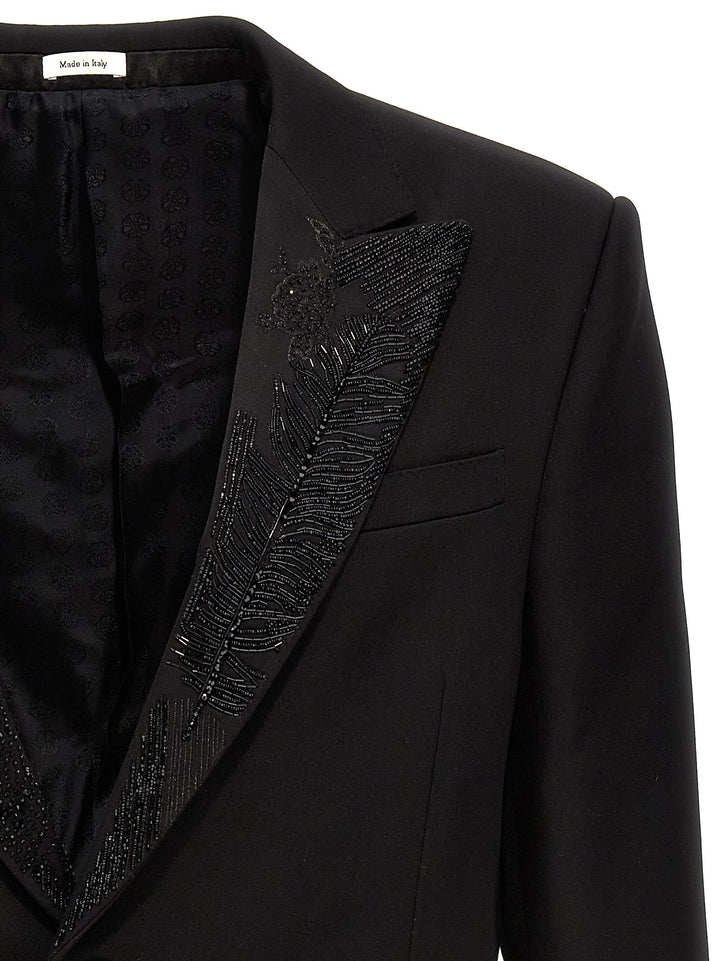 Embroidered Lapel Blazer Jacket Giacche Nero