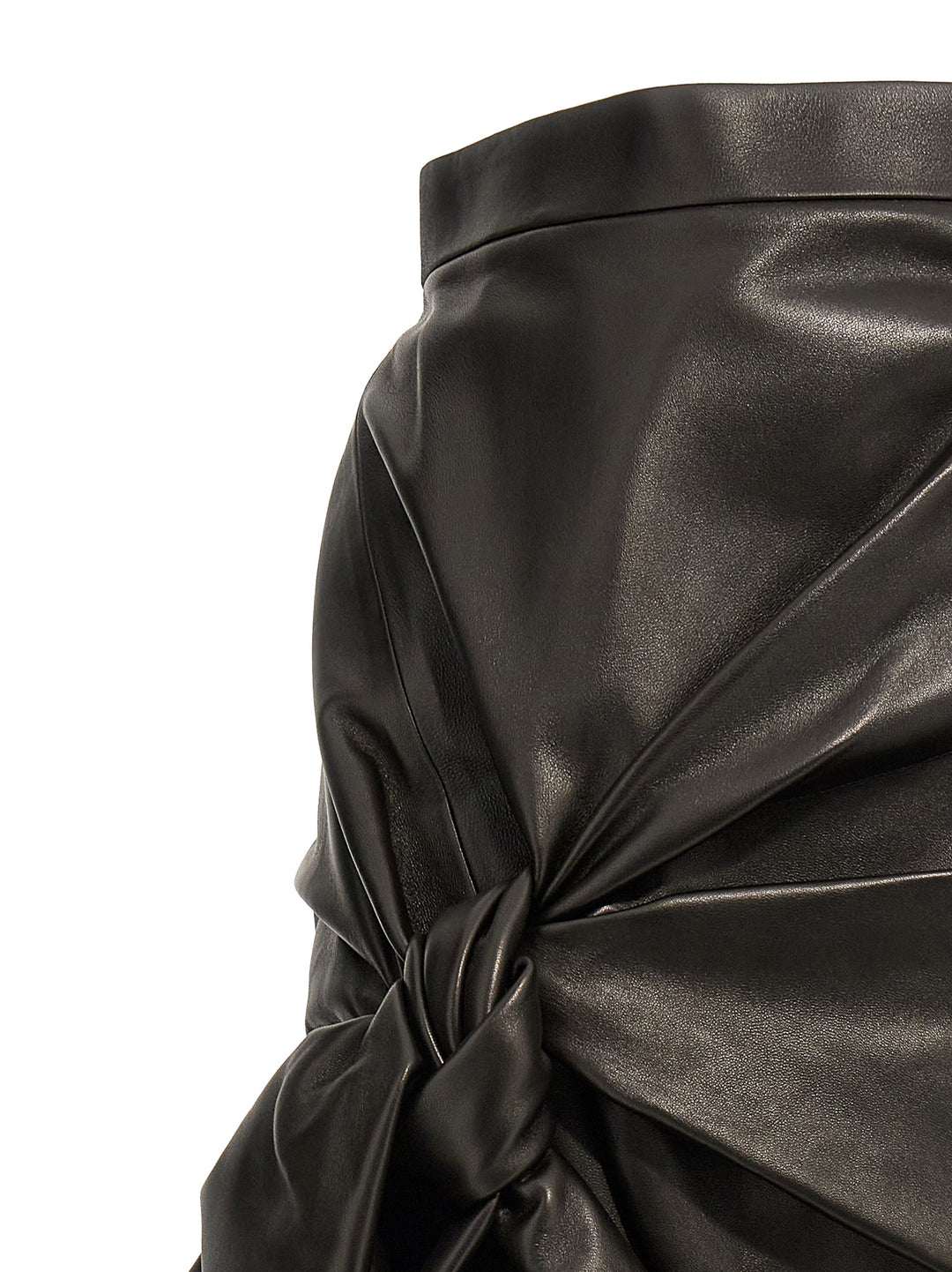 Maxi Bow Leather Skirt Gonne Nero