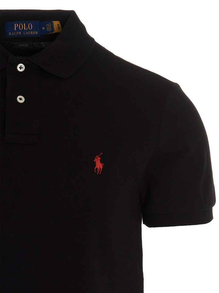 Logo Embroidery  Shirt Polo Nero