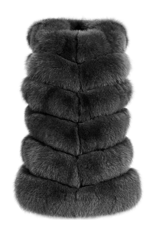 Gilet Roxanne Grigio Scuro in Pelliccia di Volpe