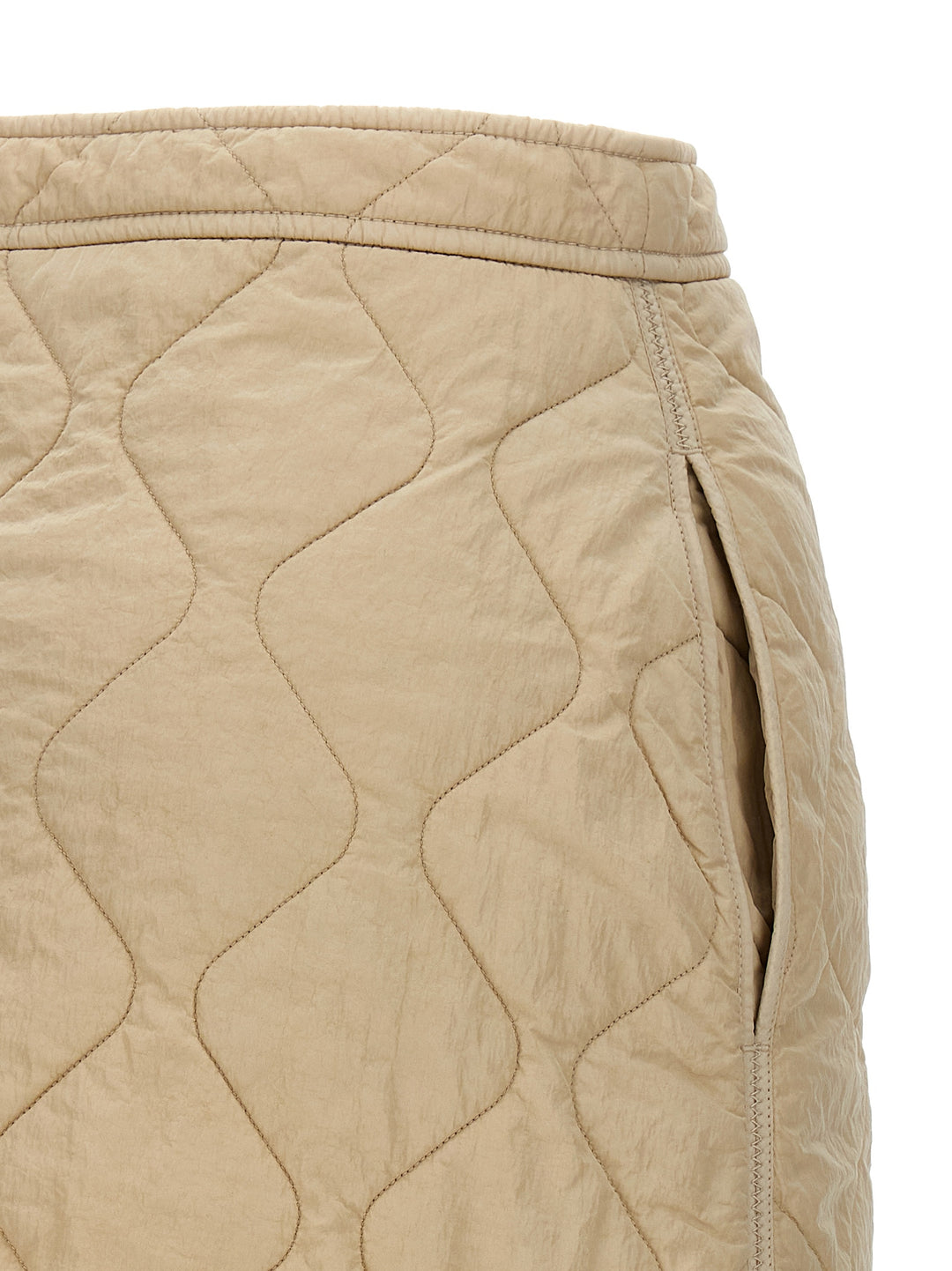 Quilted Nylon Skirt Gonne Beige