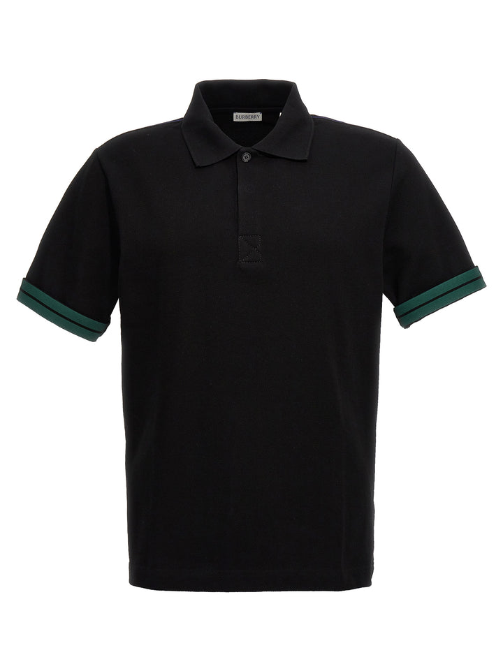 Sleeve-Turn-Up Polo Shirt T Shirt Nero