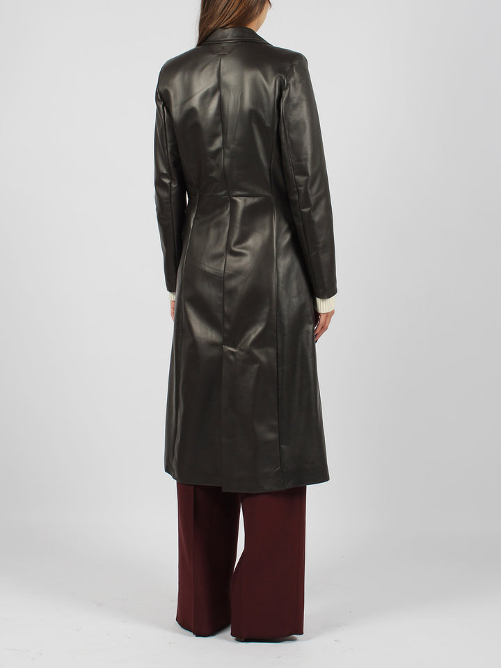 Nappa leather long coat