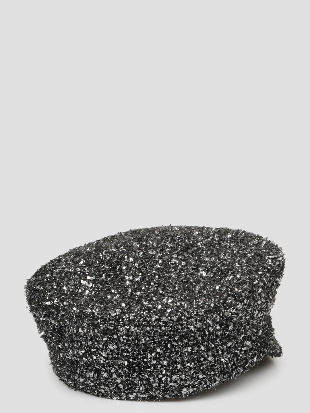 Silver-toned tweed baker boy cap
