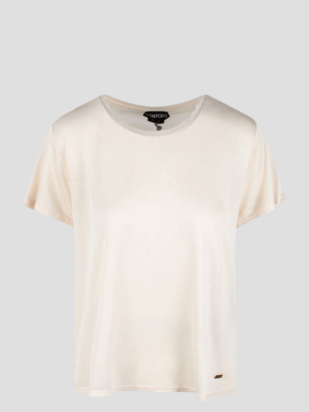 Micro-rib silk jersey crewneck t-shirt