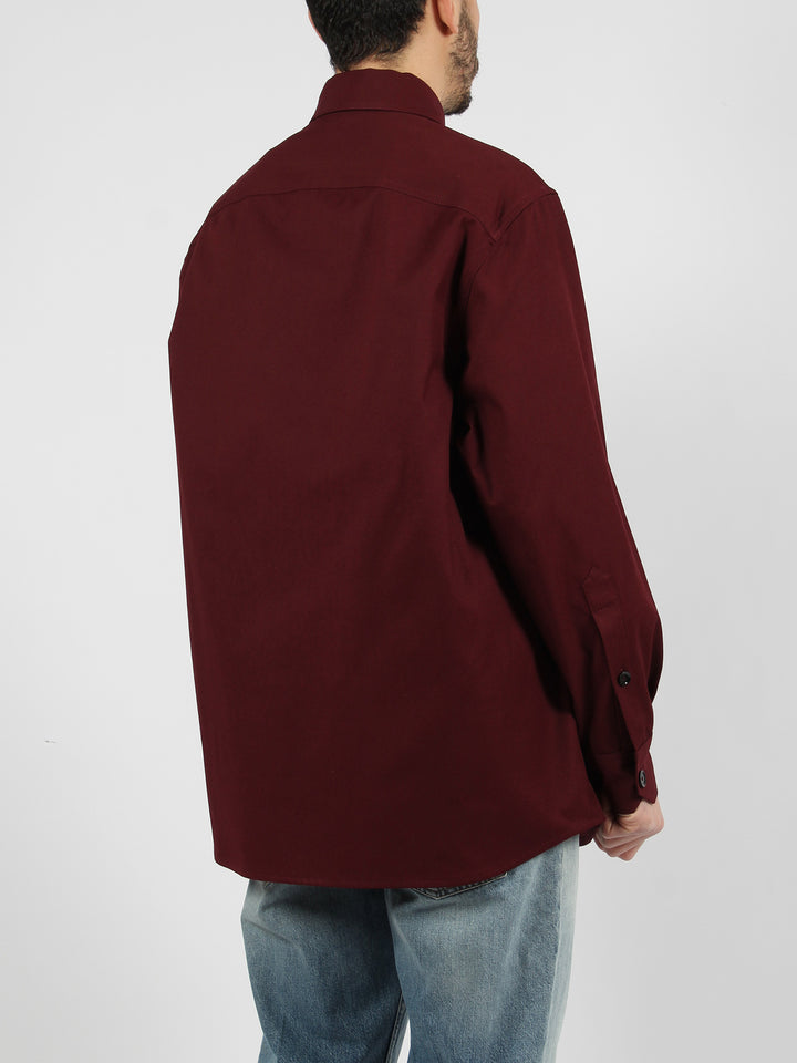 Rubberised v detail stretch cotton canvas shirt jacket
