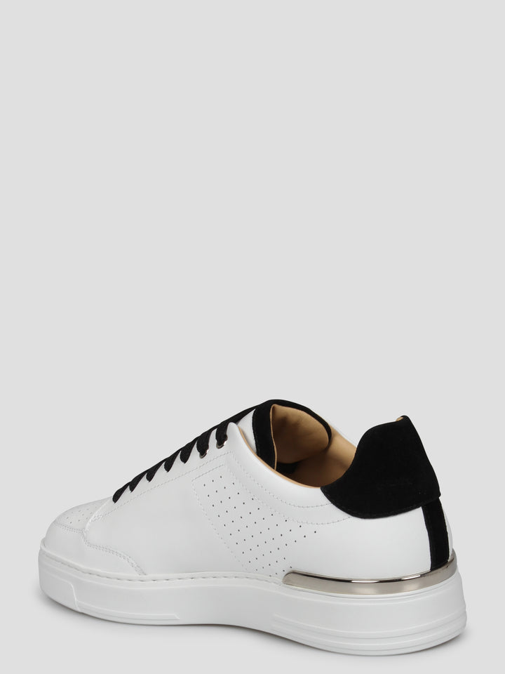 Mix leather low-top sneakers