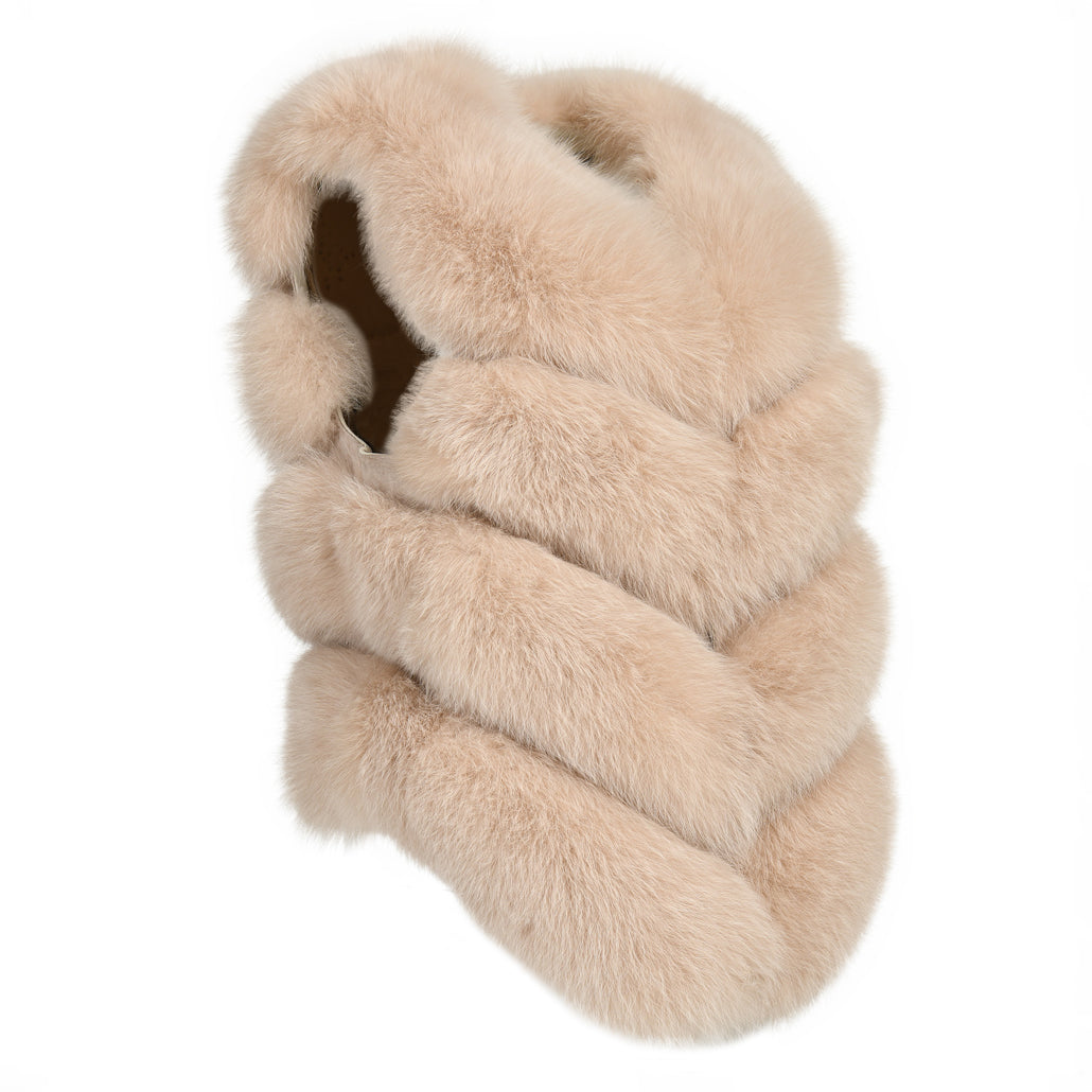 Gilet Ami Beige in Pelliccia di Volpe