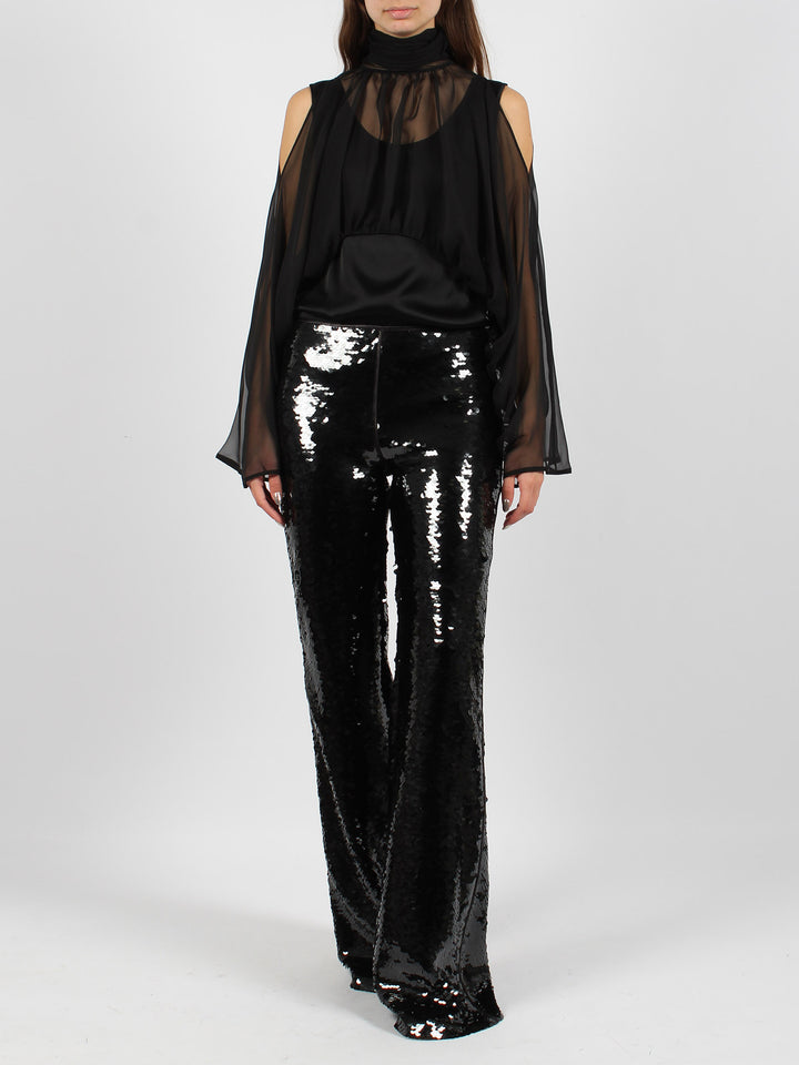 Sequins flared trousers