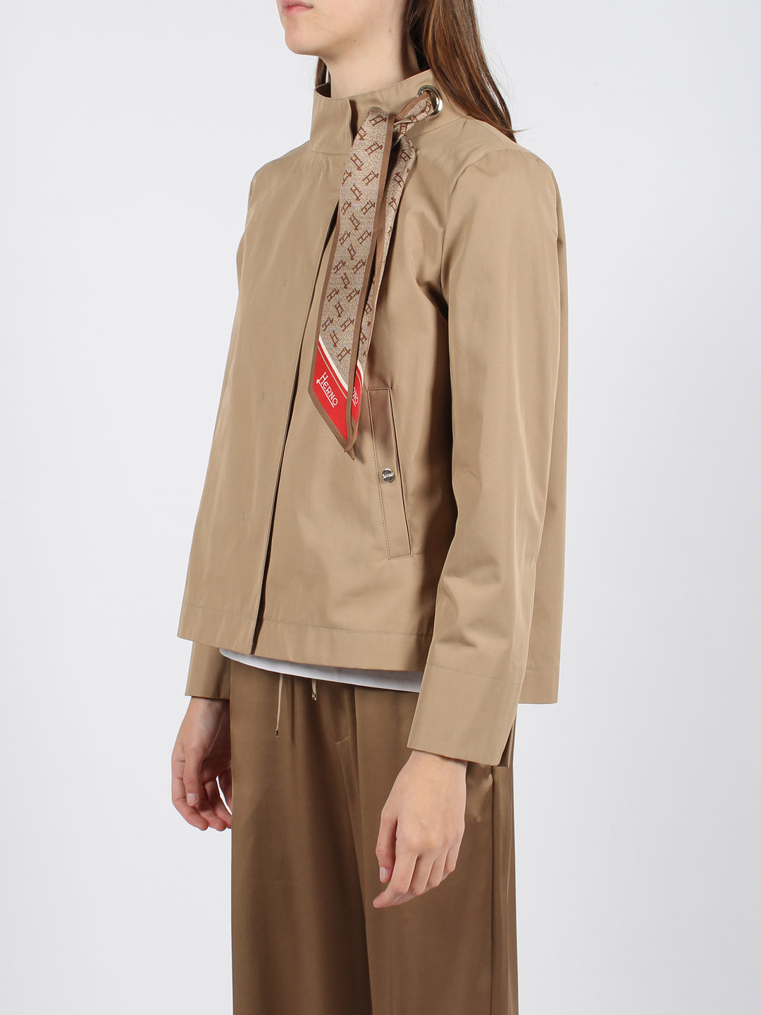 Light cotton canvas jacket with scarf