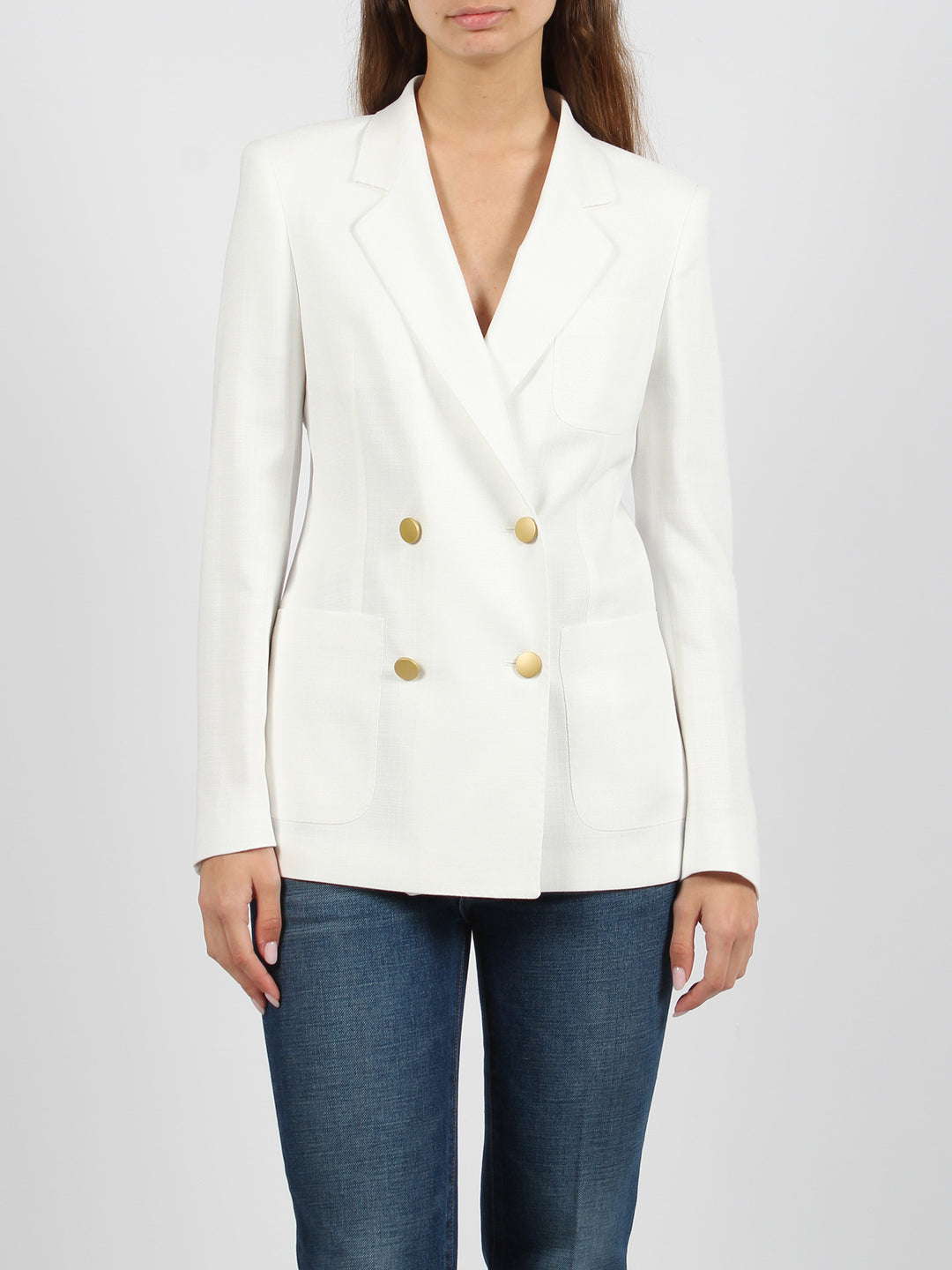 Canvas double-breasted blazer