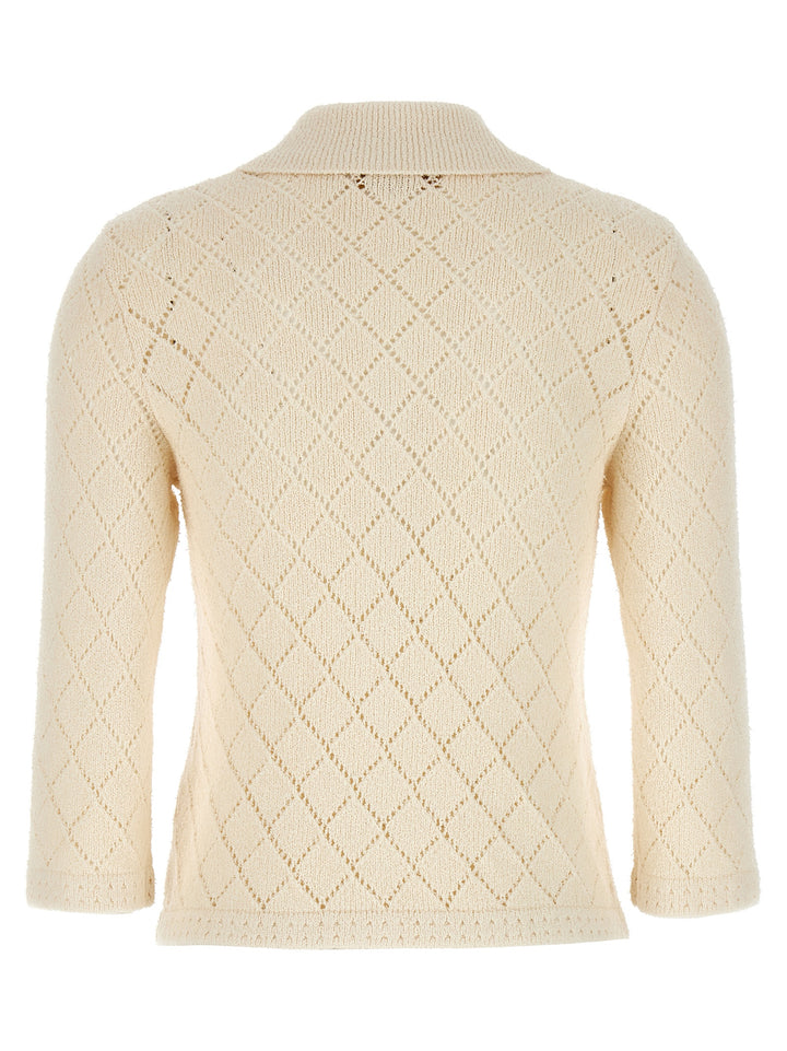 Matchmaker Pointelle Polo Top Maglioni Bianco