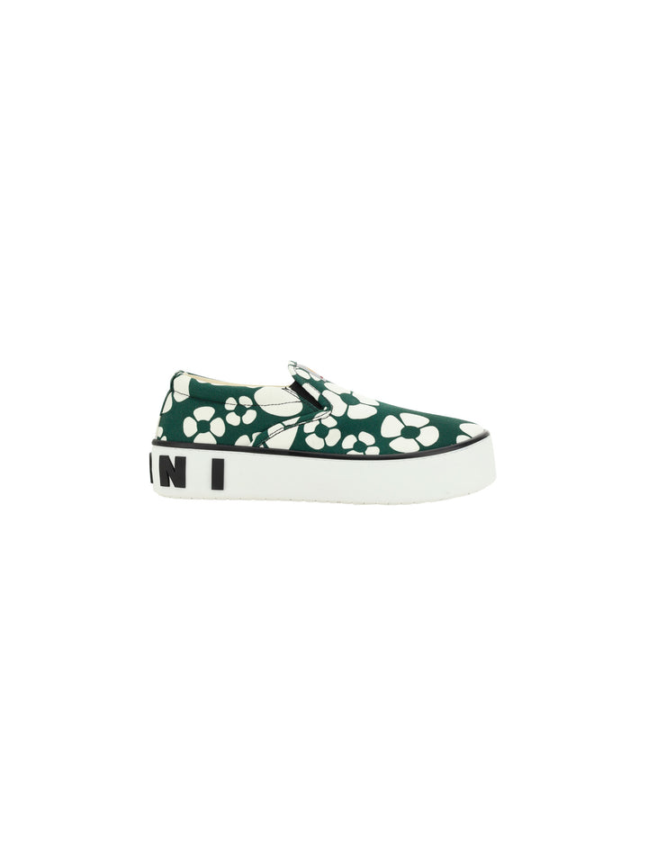 Slip on in canvas con stampa floreale
