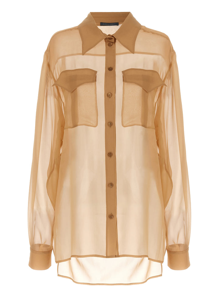 Alberta Ferretti Chiffon Shirt Camicie - Beige | 5b1f319cfa42d209ec50856e005a45917cf38fd1