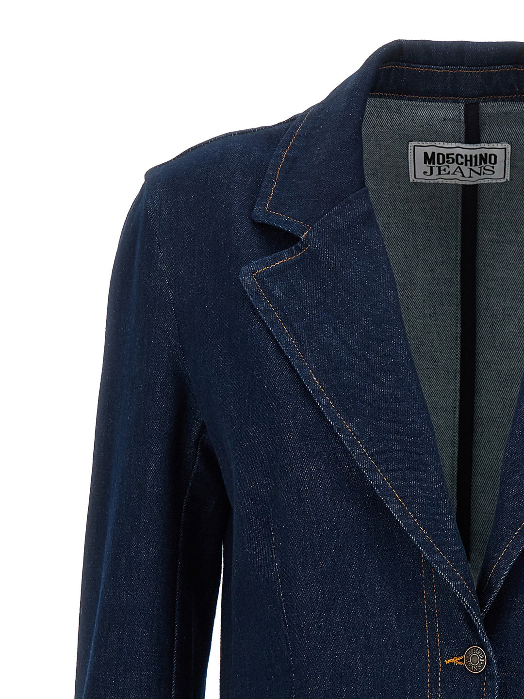 Single-Breasted Denim Blazer Blazer And Suits Blu