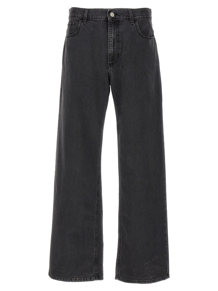 Wide Leg With Buckle Jeans Nero