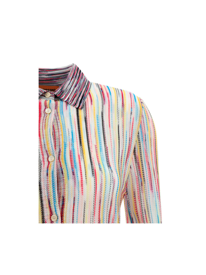 Camicia in viscosa con iconica fantasia multicolor