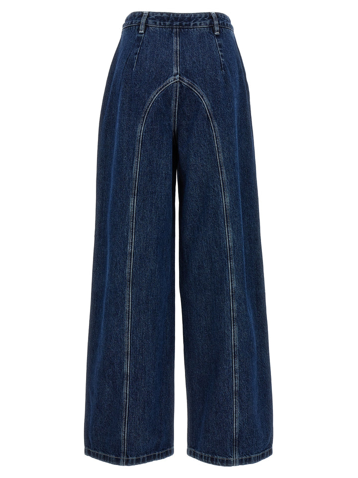 Wide Leg Stitch Detail Jeans Blu