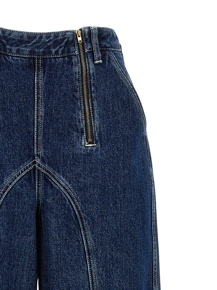 Wide Leg Stitch Detail Jeans Blu