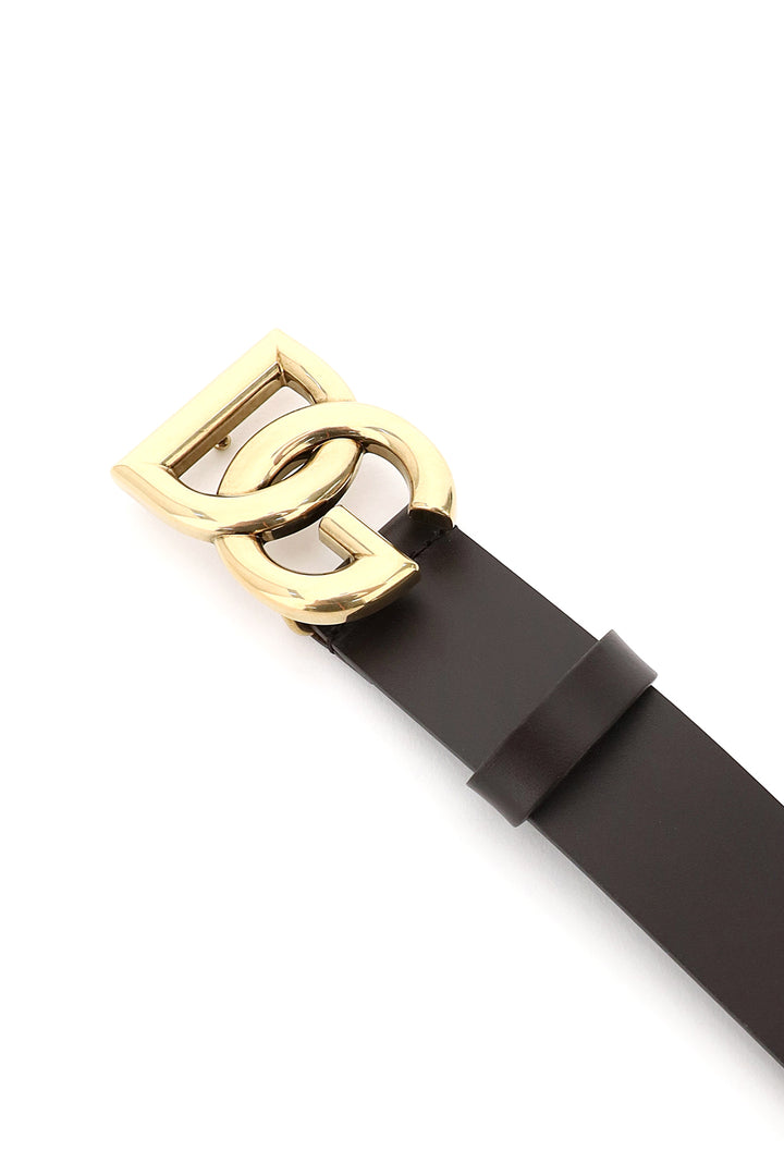 Cintura In Cuoio Lux Con Logo Dg Incrociato - Dolce & Gabbana - Uomo