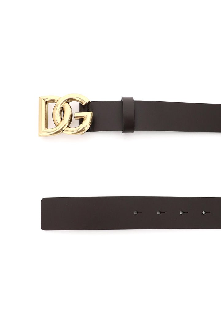 Cintura In Cuoio Lux Con Logo Dg Incrociato - Dolce & Gabbana - Uomo