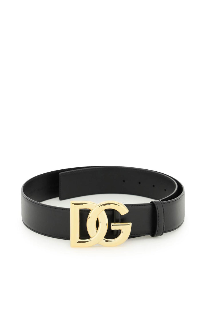 Cintura In Pelle Con Fibbia Logo - Dolce & Gabbana - Donna