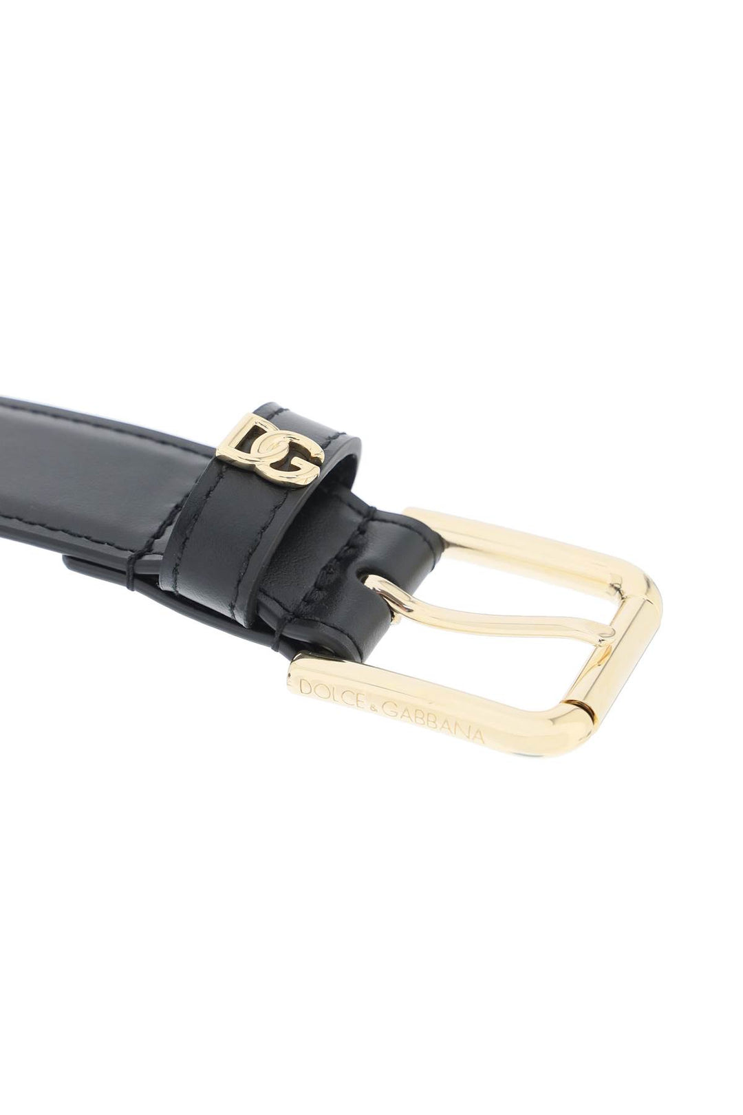 Cintura In Pelle Con Logo Dg - Dolce & Gabbana - Donna