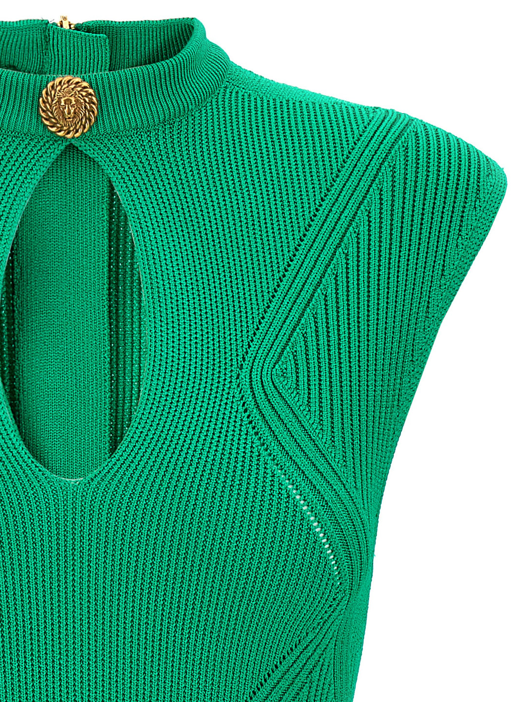 Logo Button Cut-Out Dress Abiti Verde