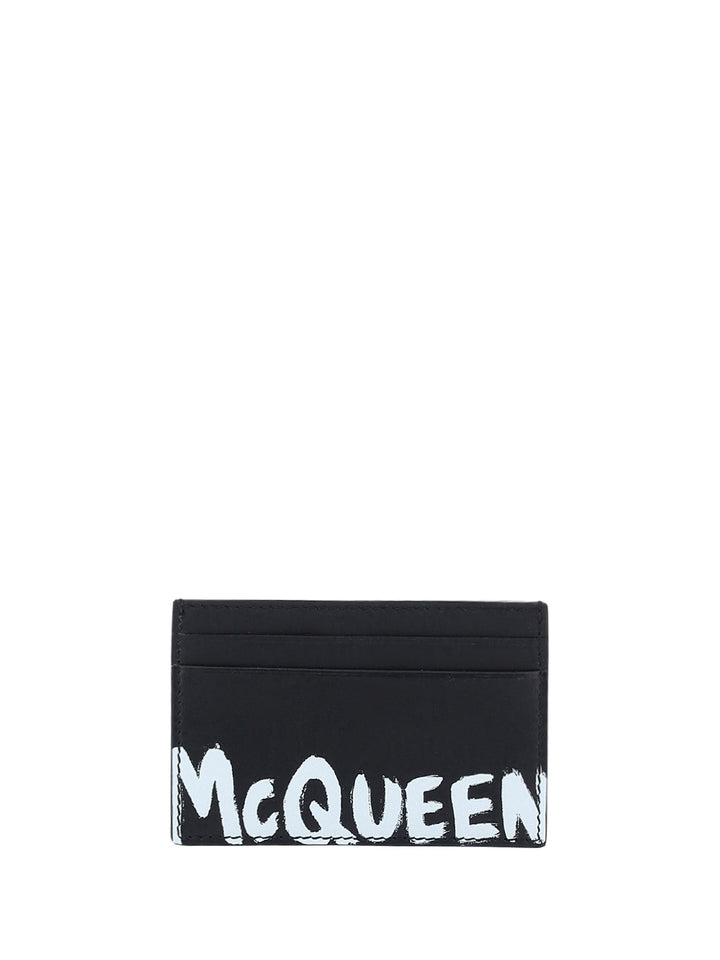 Portacarte in pelle con stampa McQueen Graffiti