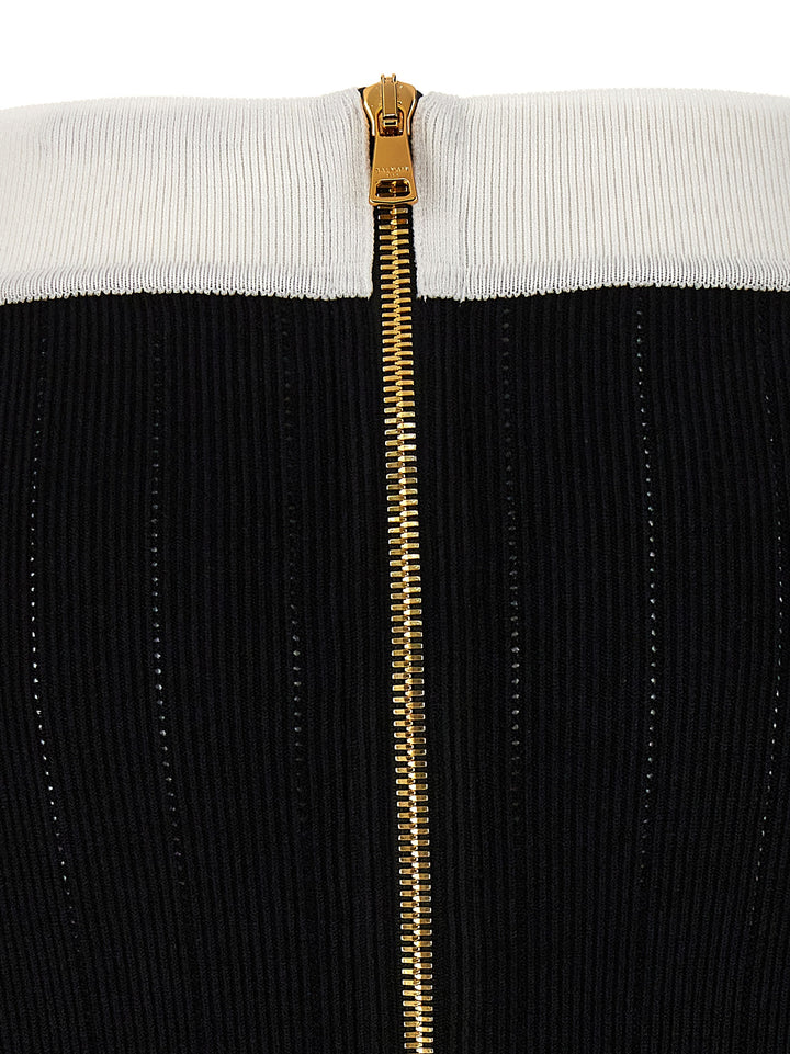 Logo Button Midi Skirt Gonne Bianco/Nero