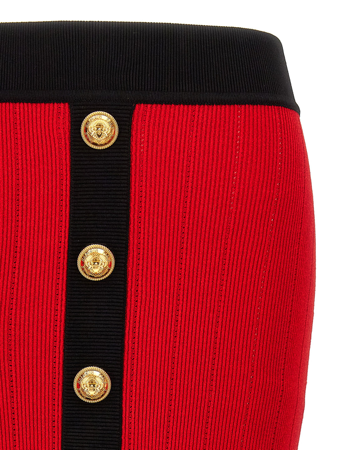 Logo Button Midi Skirt Gonne Rosso