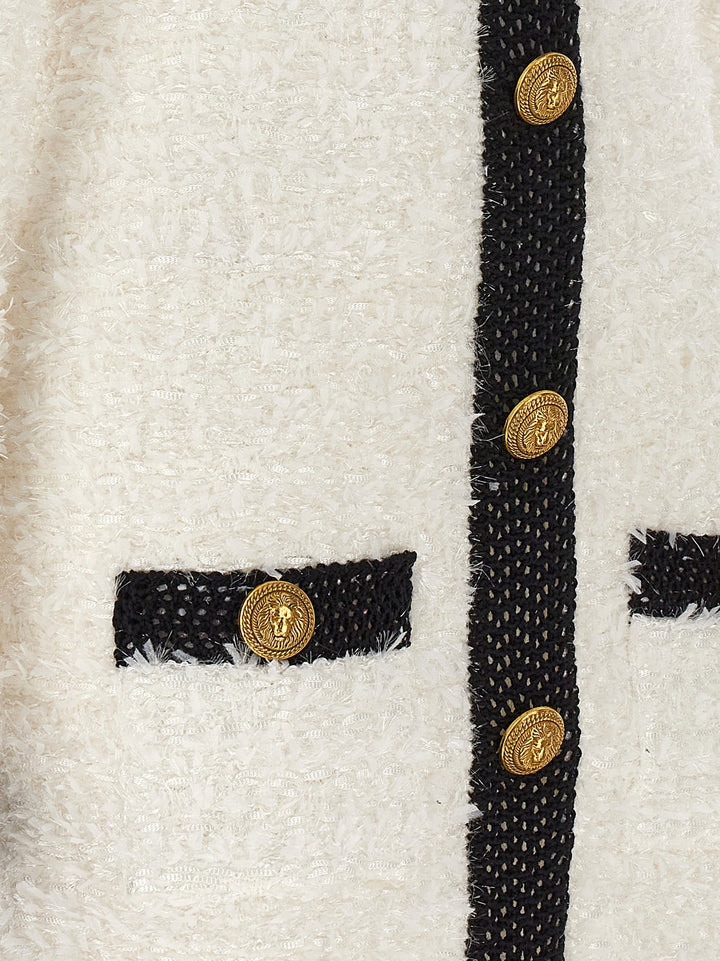 Logo Button Tweed Dress Abiti Bianco/Nero