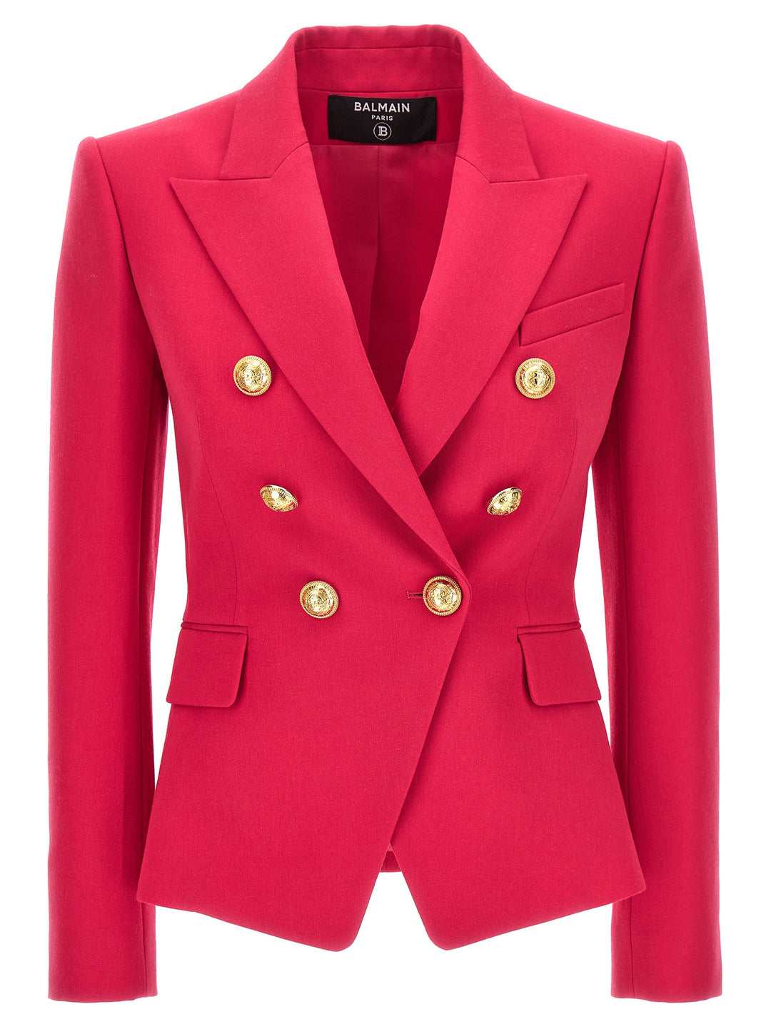 Double-Breasted Blazer With Logo Buttons Blazer And Suits Fucsia