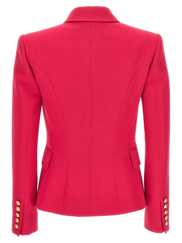 Double-Breasted Blazer With Logo Buttons Blazer And Suits Fucsia