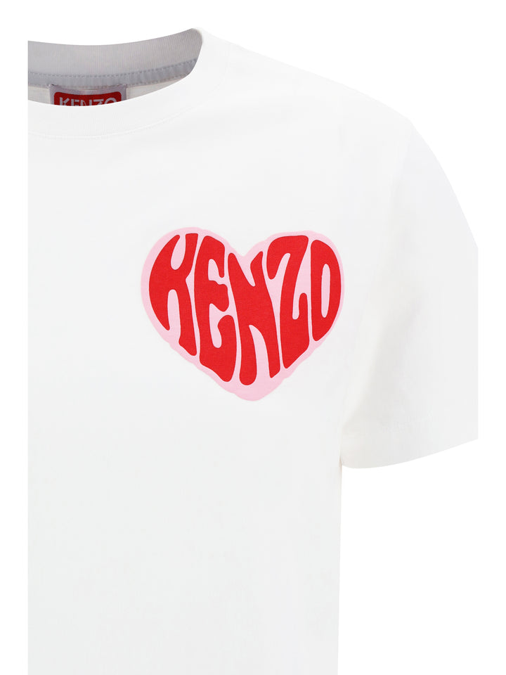 T-shirt in cotone biologico con stampa Kenzo Hearts