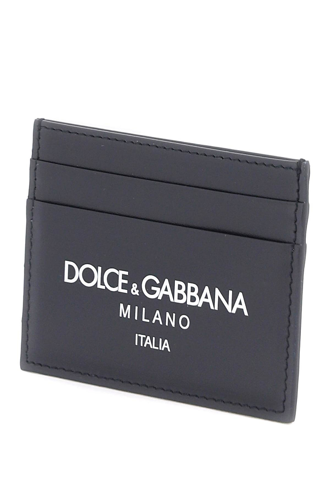 Portacarte In Pelle Con Stampa Logo - Dolce & Gabbana - Uomo