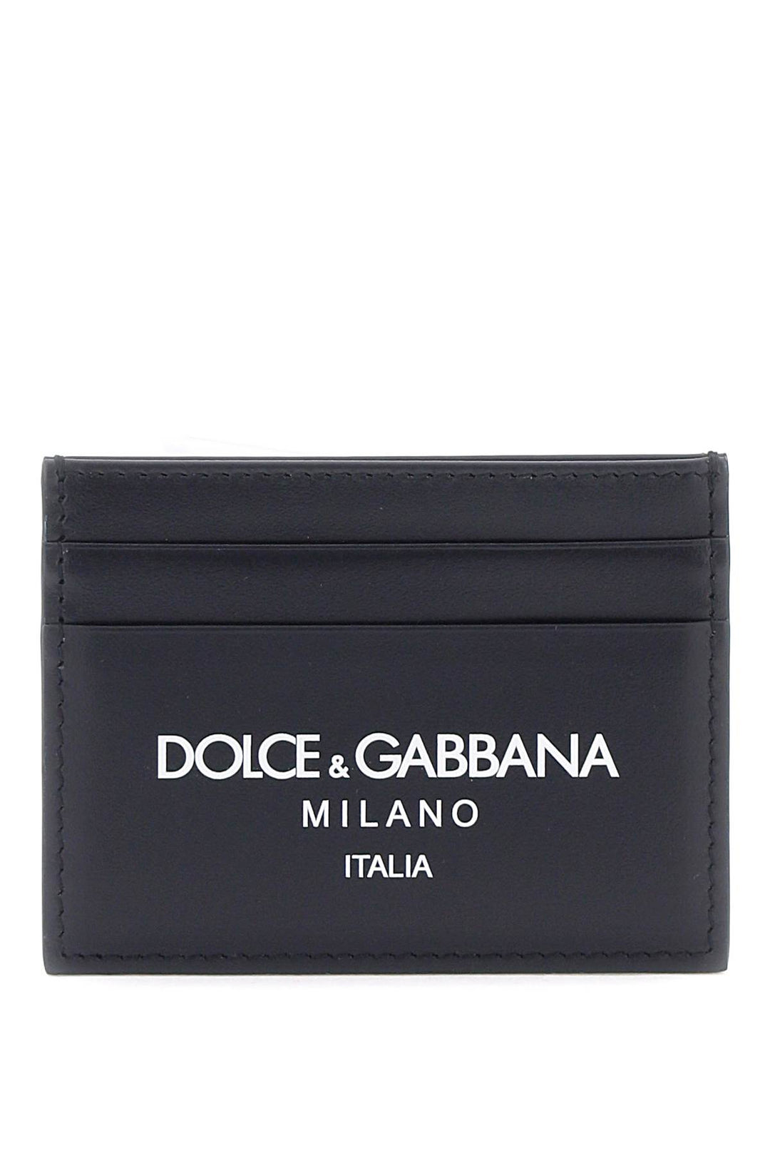 Portacarte In Pelle Con Stampa Logo - Dolce & Gabbana - Uomo